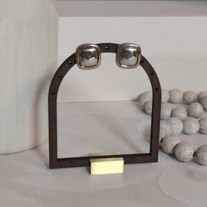 Attractive Dainty Vintage 1980s Two-Tone Gold & Silver Square Pierced Earrings